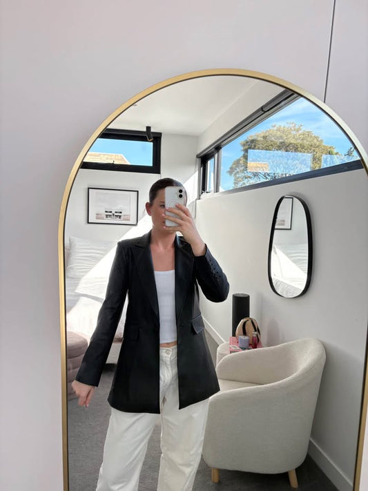 Saba Faux Leather Blazer - size 6
