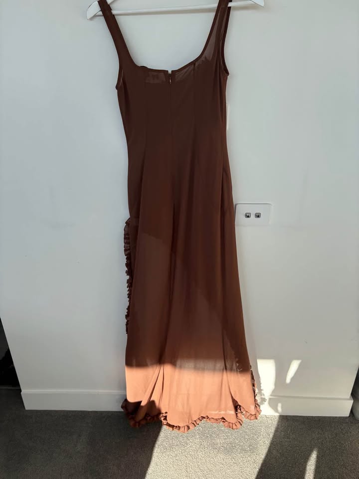 Helsa Brown Sheer Dress - size xs