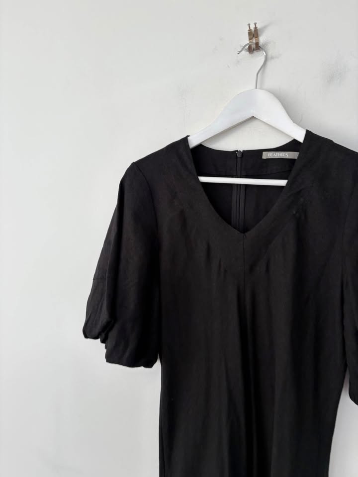 Feathers Linen Maxi Dress - size medium