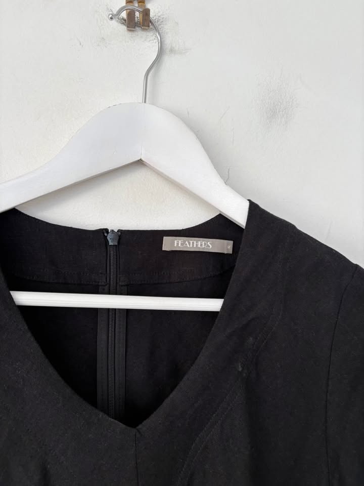 Feathers Linen Maxi Dress - size medium