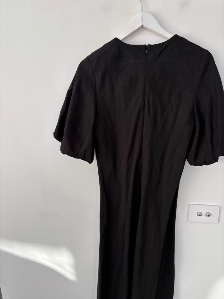 Feathers Linen Maxi Dress - size medium