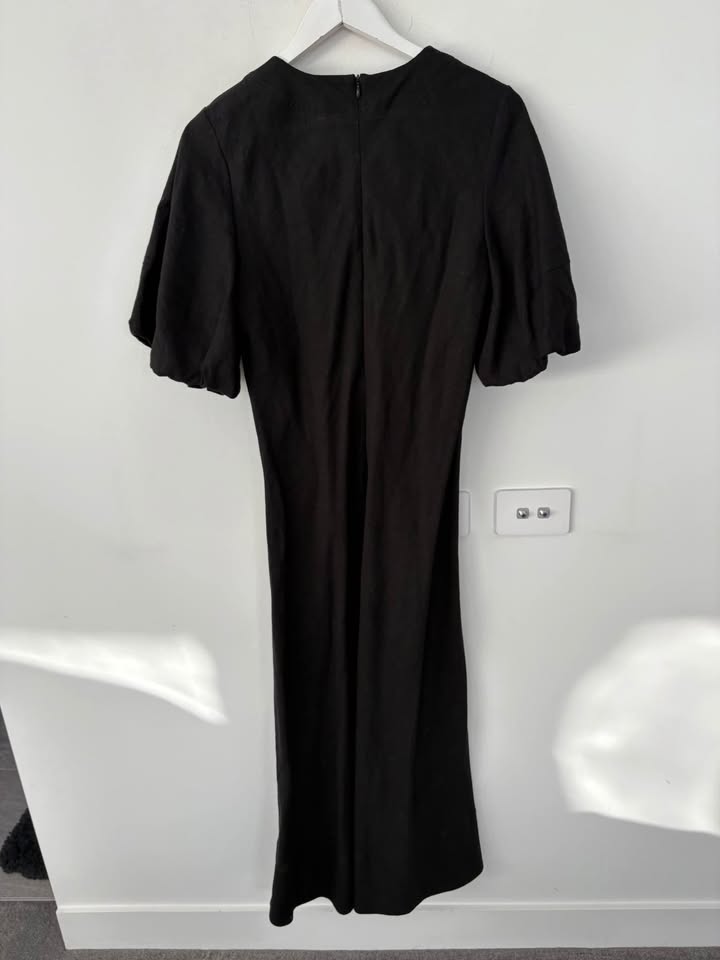 Feathers Linen Maxi Dress - size medium