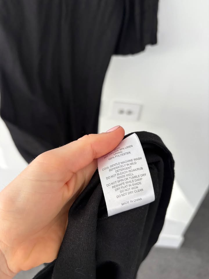 Feathers Linen Maxi Dress - size medium