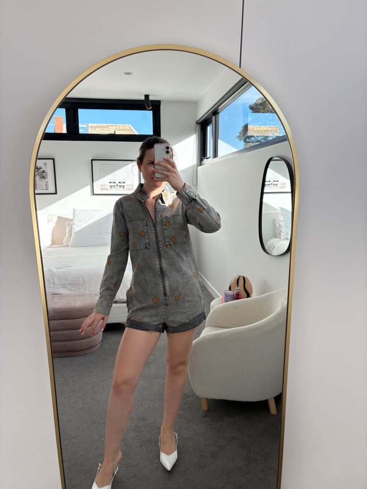 One tea Spoon Denim Romper - size xs