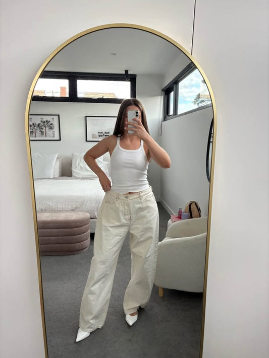 Henne Cream Jeans - Size 34
