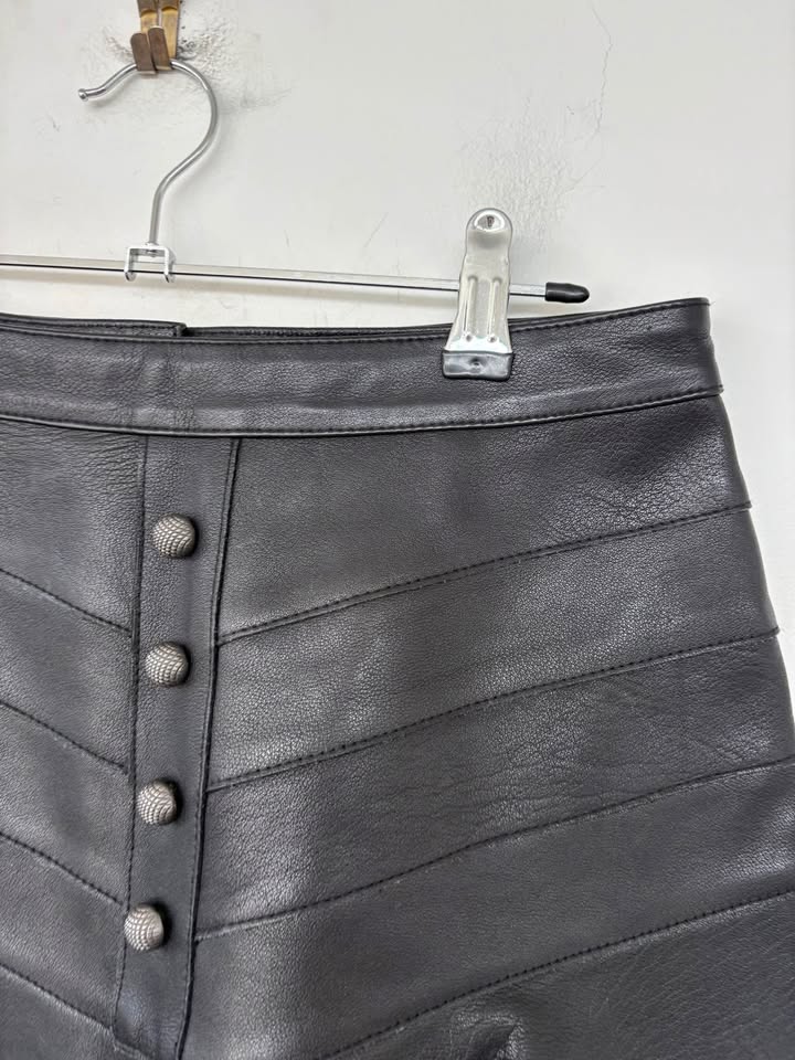 Aje Black Leather Mini Skirt - Size 10