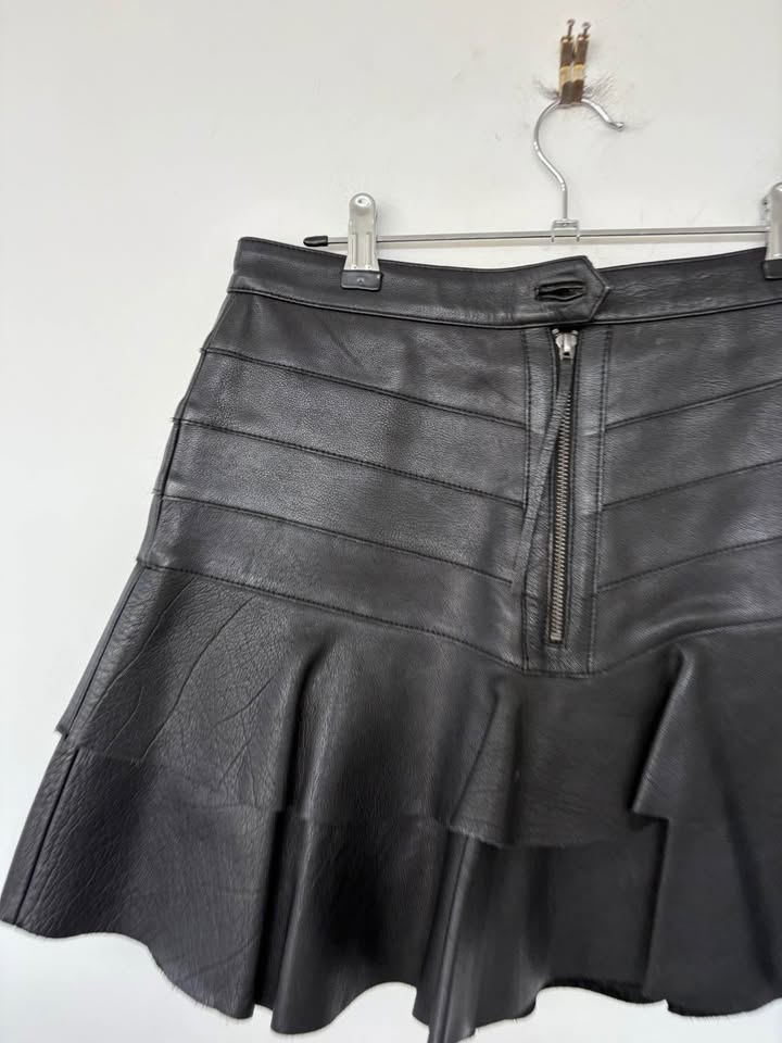 Aje Black Leather Mini Skirt - Size 10