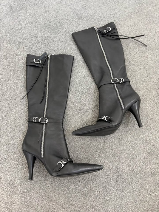 Wittner Black Leather Boots - Size 39