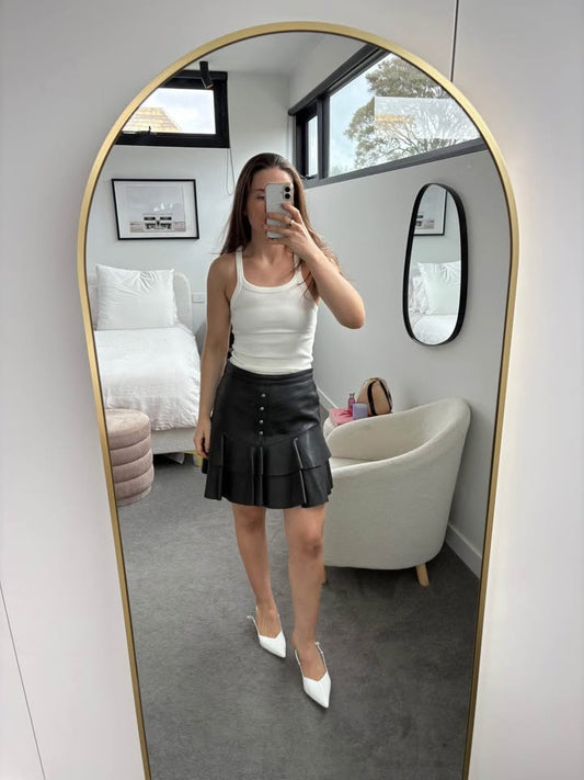 Aje Black Leather Mini Skirt - Size 10
