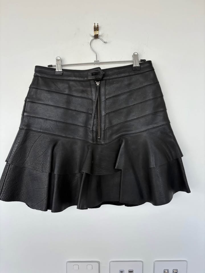 Aje Black Leather Mini Skirt - Size 10