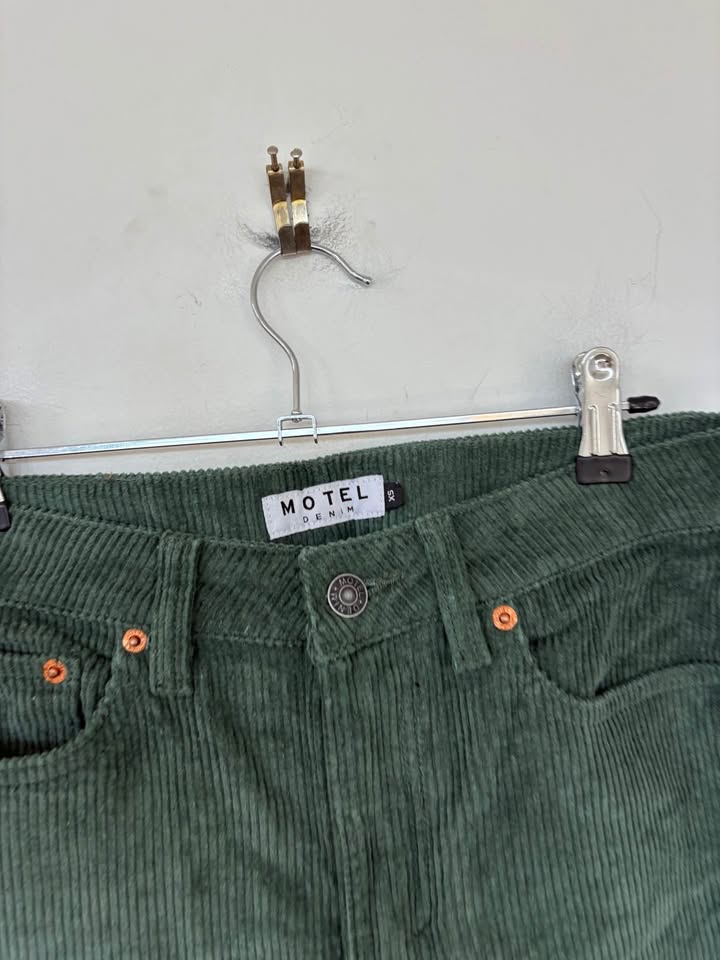 Motel Green Cord Jeans - size XS