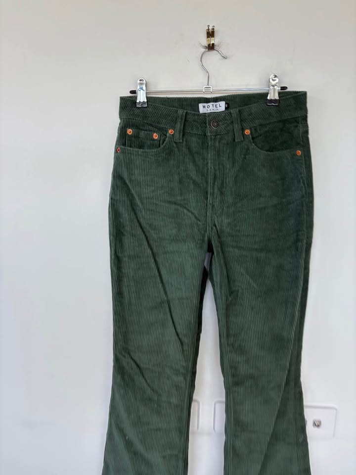 Motel Green Cord Jeans - size XS