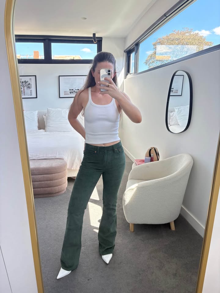 Motel Green Cord Jeans - size XS