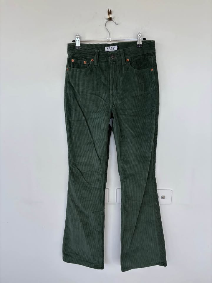Motel Green Cord Jeans - size XS