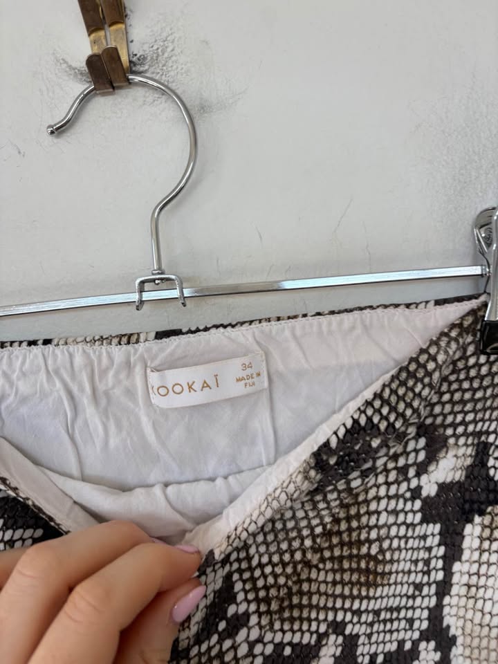 Kookai Snake Print Skirt - Size 34