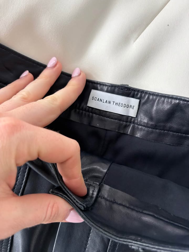 Scanlan Theodore Leather Navy Skirt - size 6