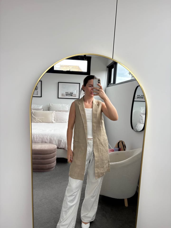 Massimo DUTTI Linen Vest - size small