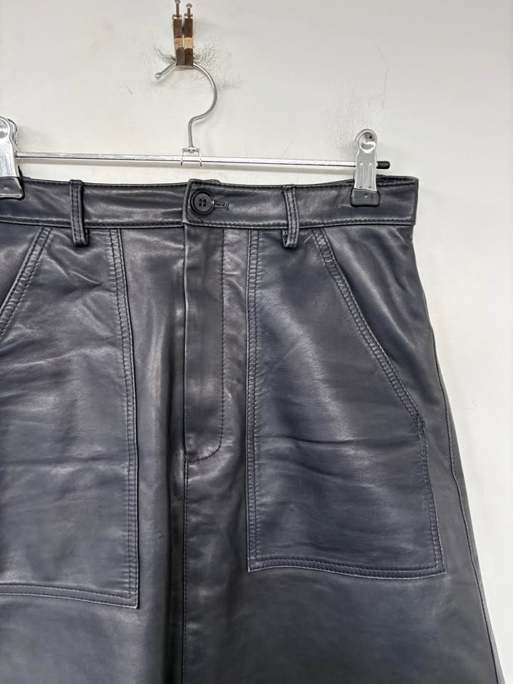 Scanlan Theodore Leather Navy Skirt - size 6