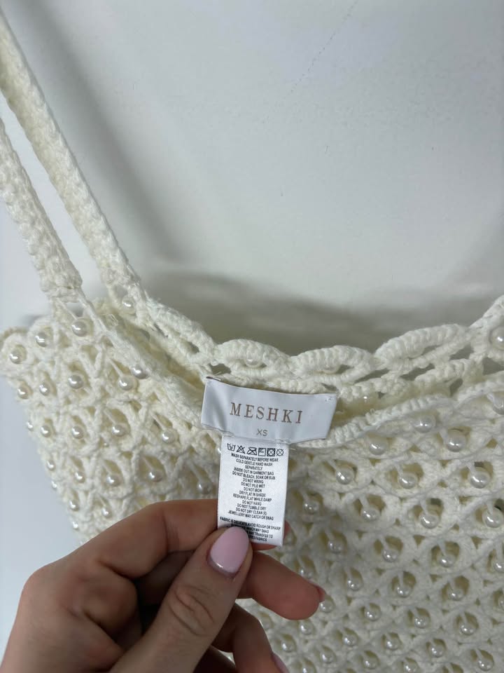 MESHKI Pearl Mini Dress - size xs