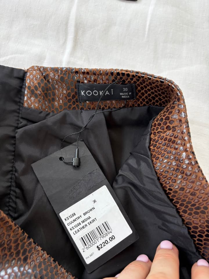 KOOKAI Leather Skirt - size 36 BNWT