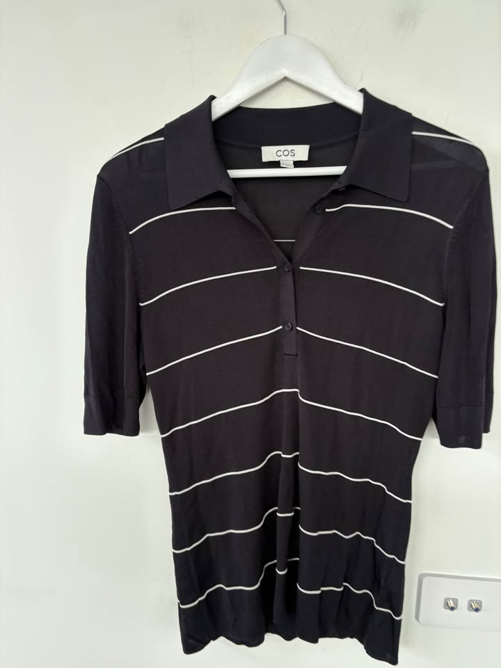 Cos Knit Polo Top - size medium
