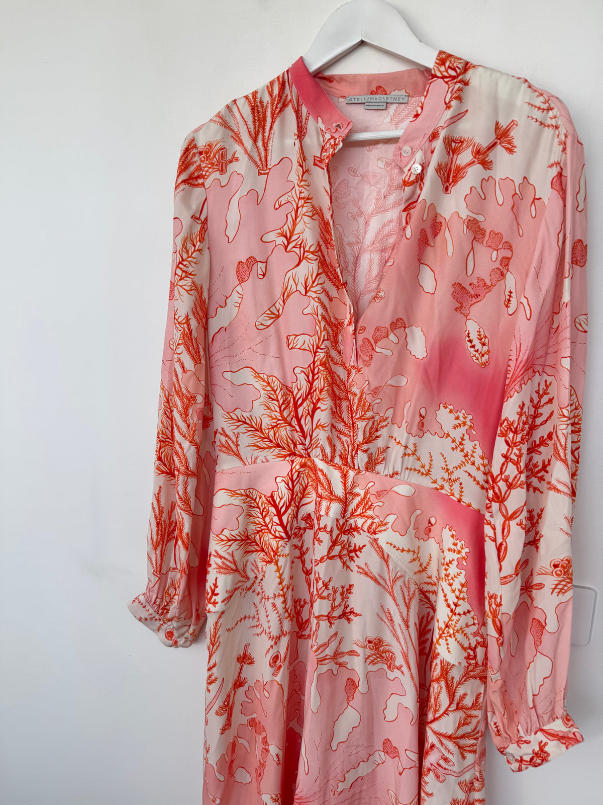 Stella McCartney Coral Print Silk Dress - Size 48 (14-16)