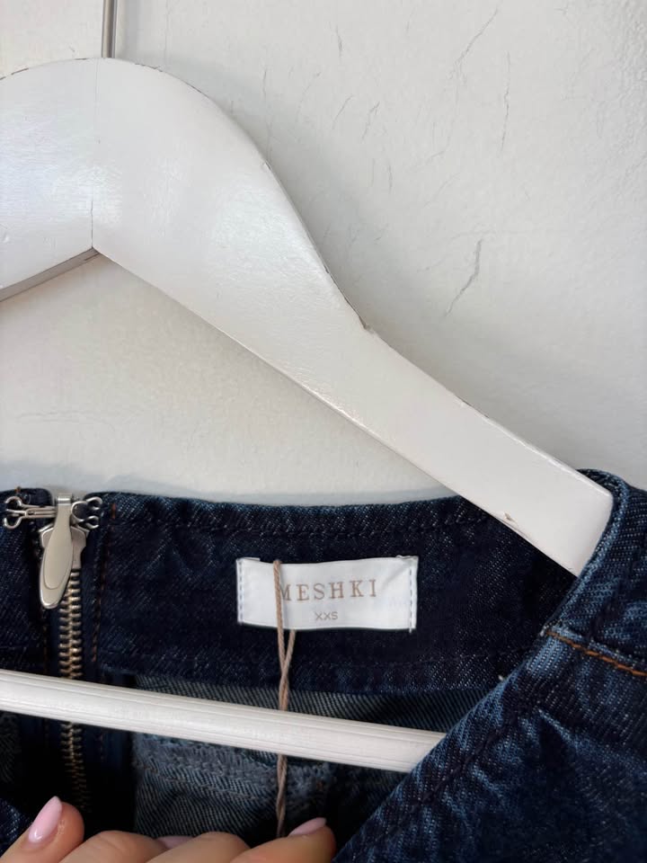 MESHKI Denim Mini Dress - size XS