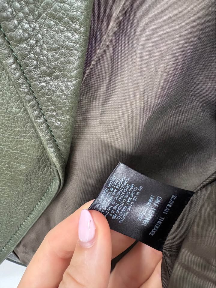 Scanlan Theodore Leather Khaki Jacket - size 6