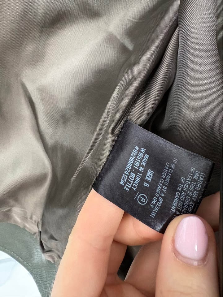 Scanlan Theodore Leather Khaki Jacket - size 6