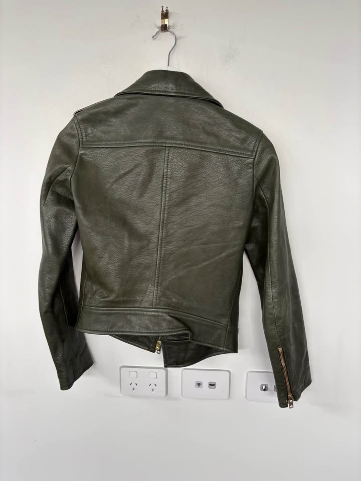 Scanlan Theodore Leather Khaki Jacket - size 6