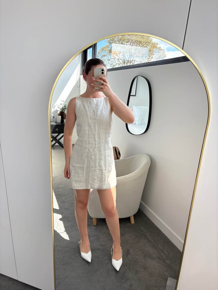 Nude Lucy Linen Mini Dress - size small