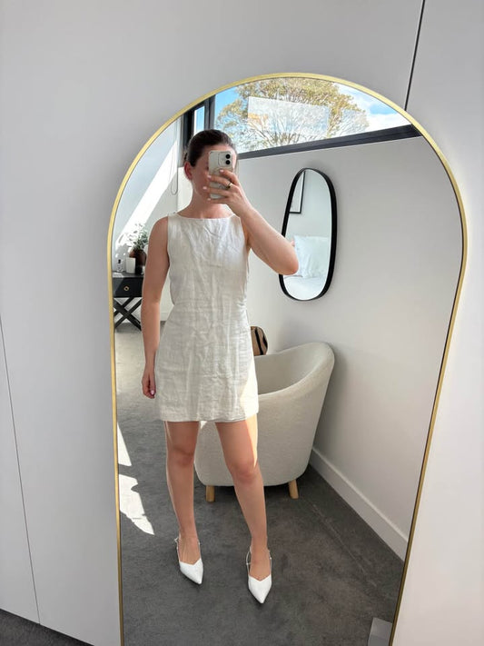 Nude Lucy Linen Mini Dress - size small
