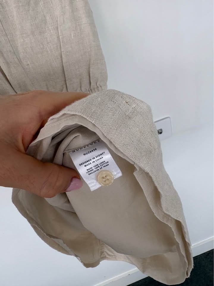 Nude Lucy Linen Mini Dress - size small