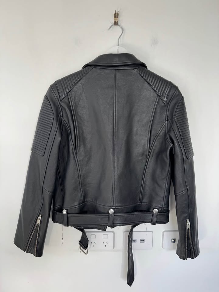 Ena Pelly Leather Jacket - size 10