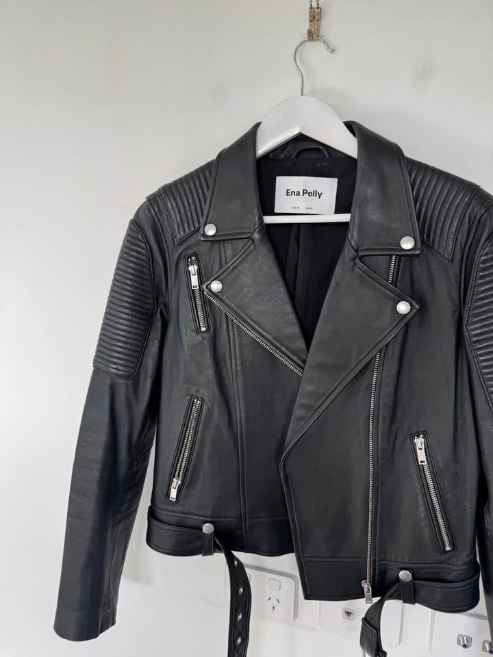 Ena Pelly Leather Jacket - size 10