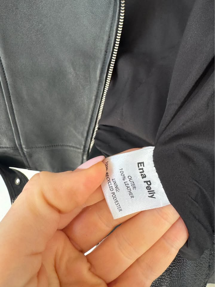 Ena Pelly Leather Jacket - size 10