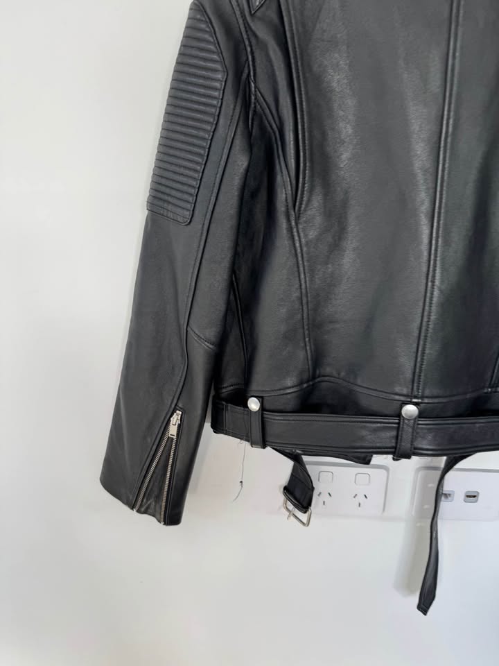 Ena Pelly Leather Jacket - size 10