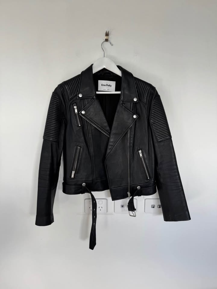 Ena Pelly Leather Jacket - size 10