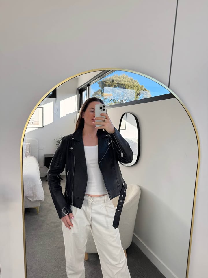 Ena Pelly Leather Jacket - size 10