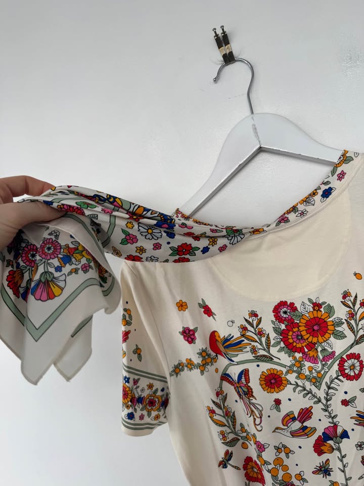Tory Burch  Dress w silk scarf - size large