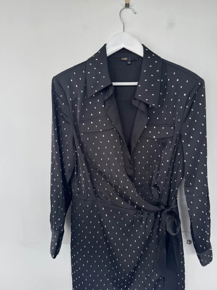 Maje Wrap Dress - size 42 (large)