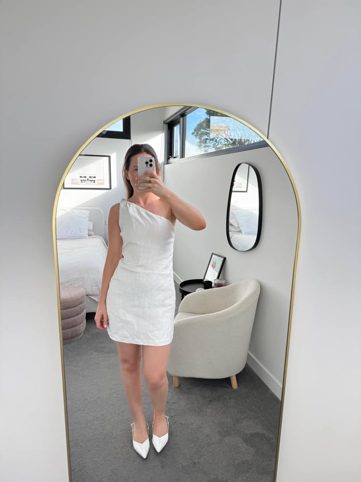 Nude Lucy Linen Mini Dress - size small