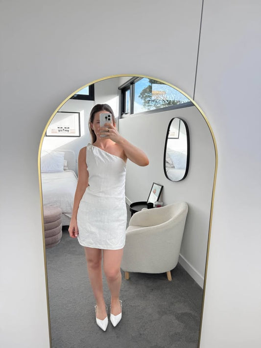 Nude Lucy Linen Mini Dress - size small