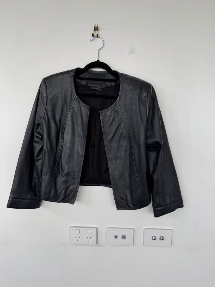 White Suede Leather Jacket - size 12