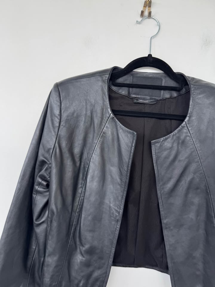 White Suede Leather Jacket - size 12