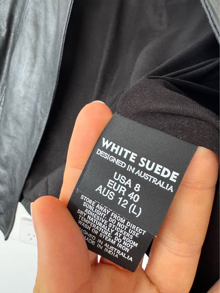 White Suede Leather Jacket - size 12