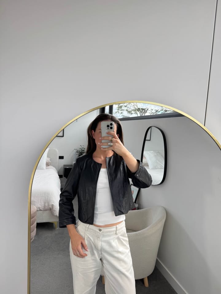White Suede Leather Jacket - size 12