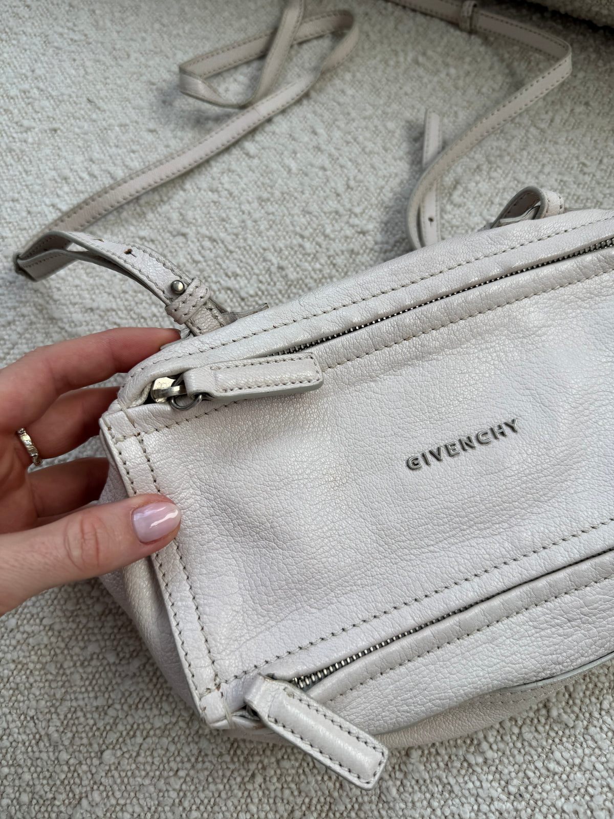 Givenchy Pandora Cream
Textured Leather Shoulder Bag