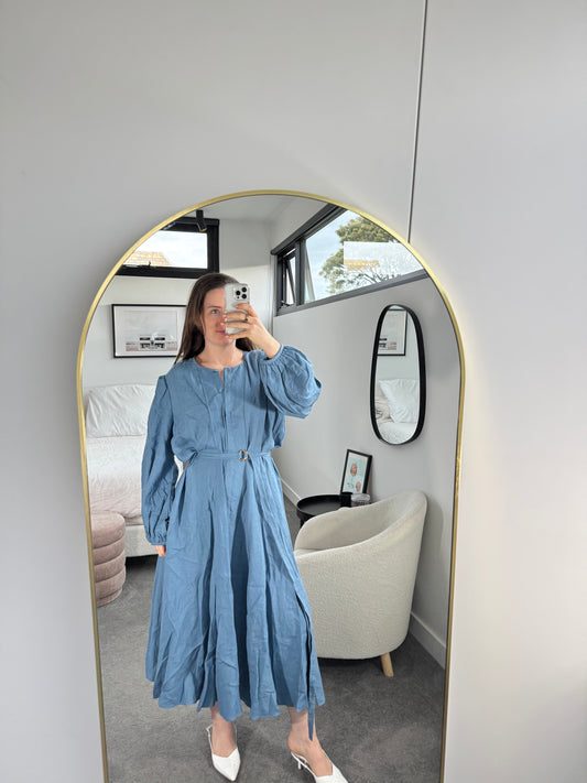 Chloe Linen Maxi Dress - Size 46 (14-16)