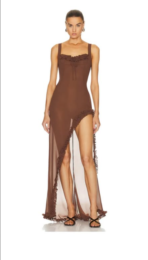 Helsa Brown Sheer Dress - size xs